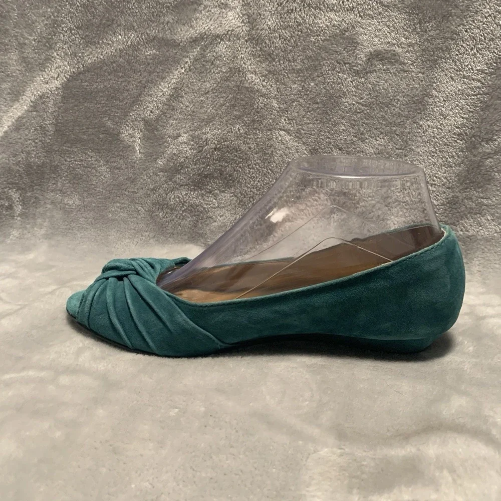Seychelles Womens Shoes 6.5 Teal‎ Blue Suede Slip On Open Toe Coastal Passport
